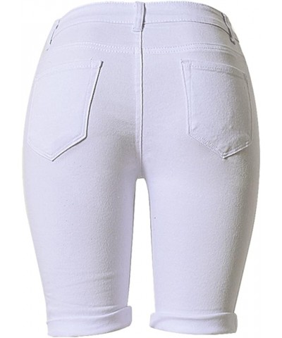 Women's Summer Ripped Hole High Waist Casual Short Jeans White $11.52 Shorts