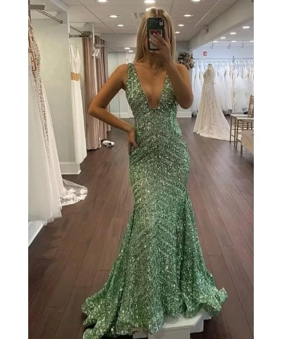 Women's Mermaid Prom Dresses 2023 Deep V Neck Sparkly Sequin Bridesmaid Dress Formal Evening Dress for Women,R112 Burgundy $3...