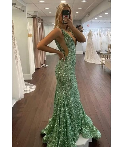 Women's Mermaid Prom Dresses 2023 Deep V Neck Sparkly Sequin Bridesmaid Dress Formal Evening Dress for Women,R112 Burgundy $3...