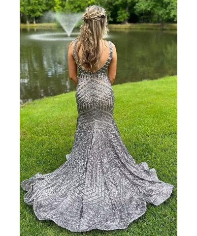 Women's Mermaid Prom Dresses 2023 Deep V Neck Sparkly Sequin Bridesmaid Dress Formal Evening Dress for Women,R112 Burgundy $3...