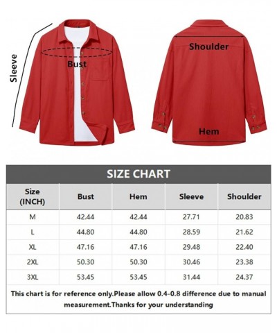 Womens Corduroy Shacket Long Sleeve Button Down Shirt Spring Casual Jacket Bust Pocket Loose Fit Blouse Tops Red $21.31 Jackets