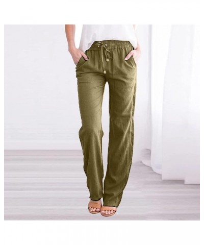 Womens Casual Pants Straight Leg Drawstring Elastic High Waist Loose Comfy Trousers with Pockets 1-bronze $10.39 Pants