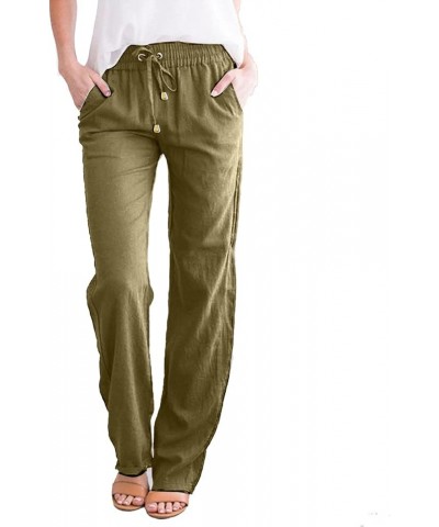 Womens Casual Pants Straight Leg Drawstring Elastic High Waist Loose Comfy Trousers with Pockets 1-bronze $10.39 Pants