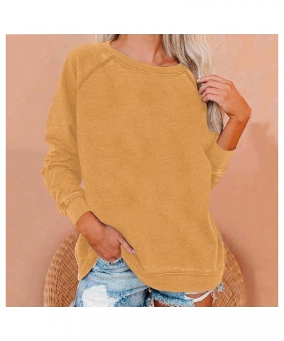 Women's Fall Tops 2023 Long Sleeve Crew Neck Solid Color Blouses Casual Loose Going Out Pullover 14yellow $8.95 Hoodies & Swe...