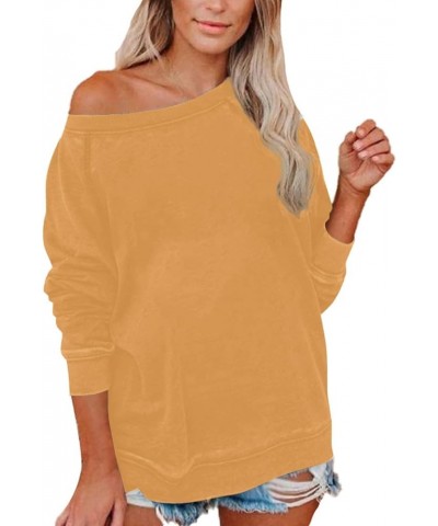 Women's Fall Tops 2023 Long Sleeve Crew Neck Solid Color Blouses Casual Loose Going Out Pullover 14yellow $8.95 Hoodies & Swe...