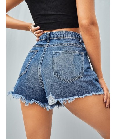 Women's Ripped Jean Shorts High Waisted Distressed Denim Shorts Medium Blue B $15.11 Shorts