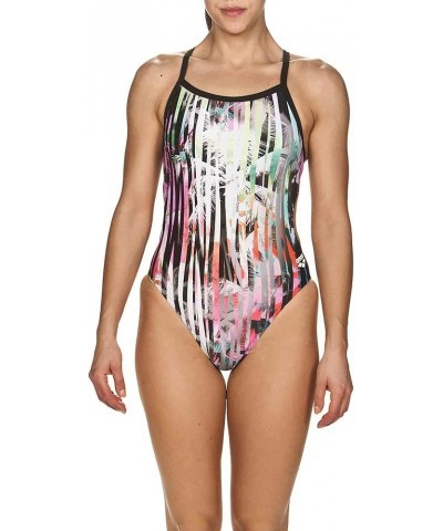 Women's Standard Print Challenge Back One Piece Swimsuit Riviera Black/Multi $22.12 Swimsuits