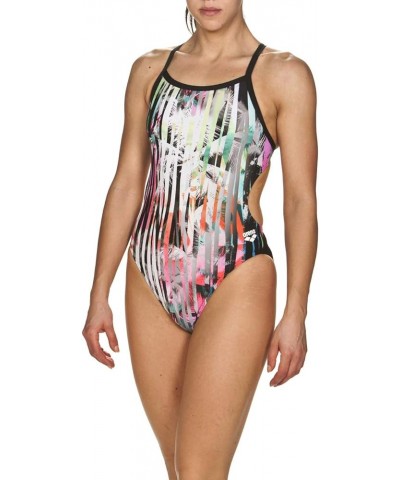 Women's Standard Print Challenge Back One Piece Swimsuit Riviera Black/Multi $22.12 Swimsuits