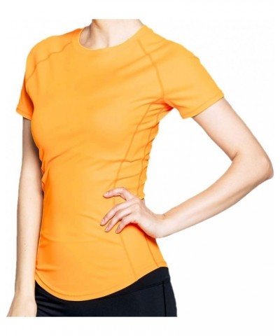 Women UPF50+ Swimsuit Short Sleeve Top T Shirt Rash Guard Workout (RPYSSS) Orange_py $11.14 Swimsuits