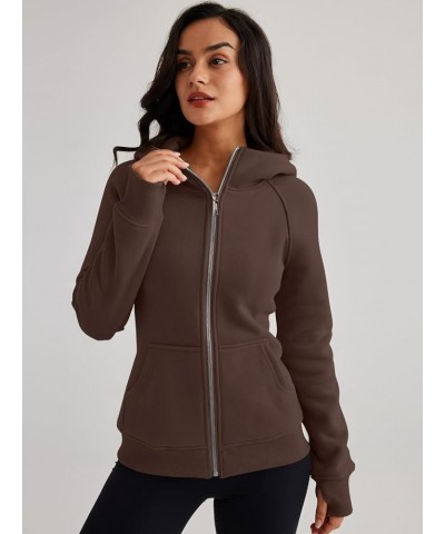 Womens Zip Up Hoodies Fleece Jackets Sweatshirts Fall Outfits Sweaters With Pockets Winter Y2k Clothes Brown $19.32 Hoodies &...