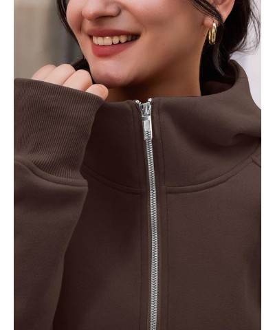 Womens Zip Up Hoodies Fleece Jackets Sweatshirts Fall Outfits Sweaters With Pockets Winter Y2k Clothes Brown $19.32 Hoodies &...