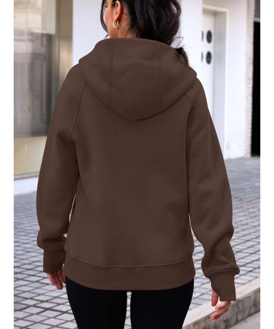 Womens Zip Up Hoodies Fleece Jackets Sweatshirts Fall Outfits Sweaters With Pockets Winter Y2k Clothes Brown $19.32 Hoodies &...