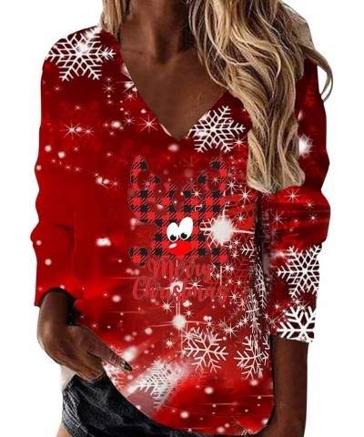 Ugly Christmas Sweatshirts for Women Xmas Graphic Printed Shirt Christmas Long Sleeve Fuzzy Pullover Sweater Tops A4 Red $13....