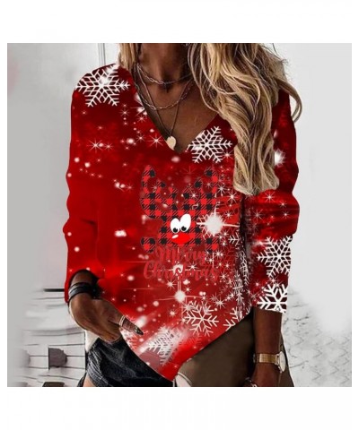 Ugly Christmas Sweatshirts for Women Xmas Graphic Printed Shirt Christmas Long Sleeve Fuzzy Pullover Sweater Tops A4 Red $13....