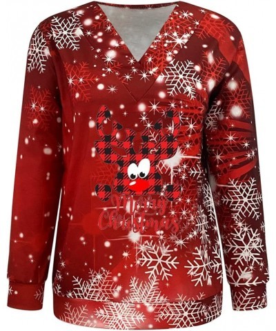 Ugly Christmas Sweatshirts for Women Xmas Graphic Printed Shirt Christmas Long Sleeve Fuzzy Pullover Sweater Tops A4 Red $13....