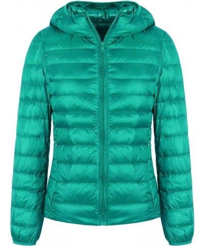 Women's Short Down Coat Packable Puffer Jacket With Hooded Winter Ultra Light Outerwear Green $20.50 Jackets