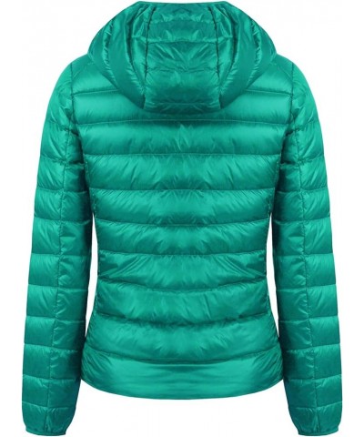 Women's Short Down Coat Packable Puffer Jacket With Hooded Winter Ultra Light Outerwear Green $20.50 Jackets