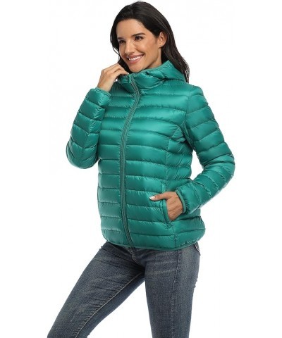 Women's Short Down Coat Packable Puffer Jacket With Hooded Winter Ultra Light Outerwear Green $20.50 Jackets