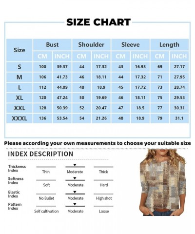 Women's 3/4 Length Sleeve Tops Fall and Winter Round Neck Loose Fit Cute Print Baggy Shirt Top Ladies Tops 5-cyan $4.07 T-Shirts