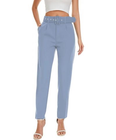 High Waisted Dress Pants for Women Business Casual Tapered Pants Work Trousers with Pockets Light Blue $22.79 Pants