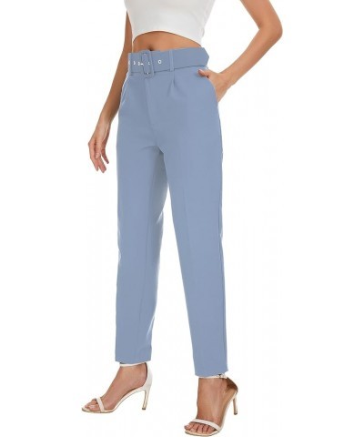 High Waisted Dress Pants for Women Business Casual Tapered Pants Work Trousers with Pockets Light Blue $22.79 Pants