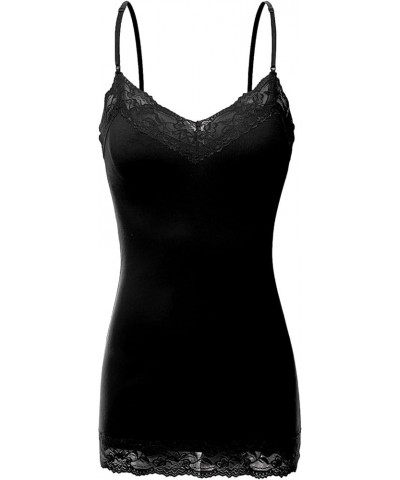 2 or 4 Pack Women's Junior and Plus Adjustable Spaghetti Strap Lace Tank Top 2pack - Black/Burgundy $11.79 Tanks