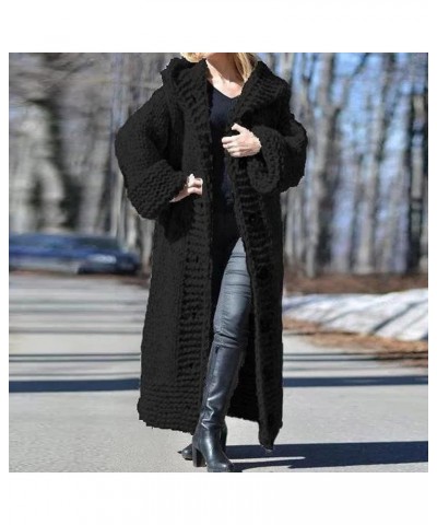 Ankle Length Sweater Cardigans for Women Oversized Long Sleeve Open Front Chunky Knit Coat Winter Warm Outwear with Pocket Bl...