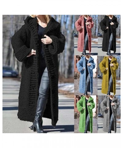 Ankle Length Sweater Cardigans for Women Oversized Long Sleeve Open Front Chunky Knit Coat Winter Warm Outwear with Pocket Bl...