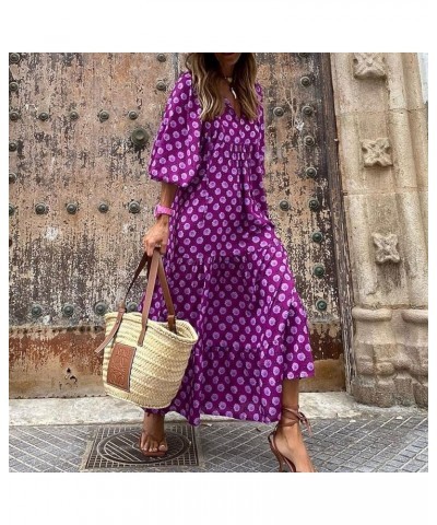 Summer Dresses for Women 2023 Casual Short Sleeve Flowy Maxi Beach Sundresses Sexy Party Club Boho Vacation Outfits H Purple ...