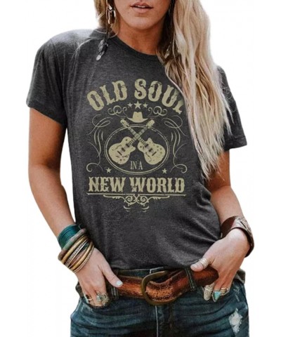 Blame It All On My Roots Bleached T-Shirt Women Country Music Tshirt Funny Vintage Graphic Tees Tops Dark Grey-02 $7.97 T-Shirts