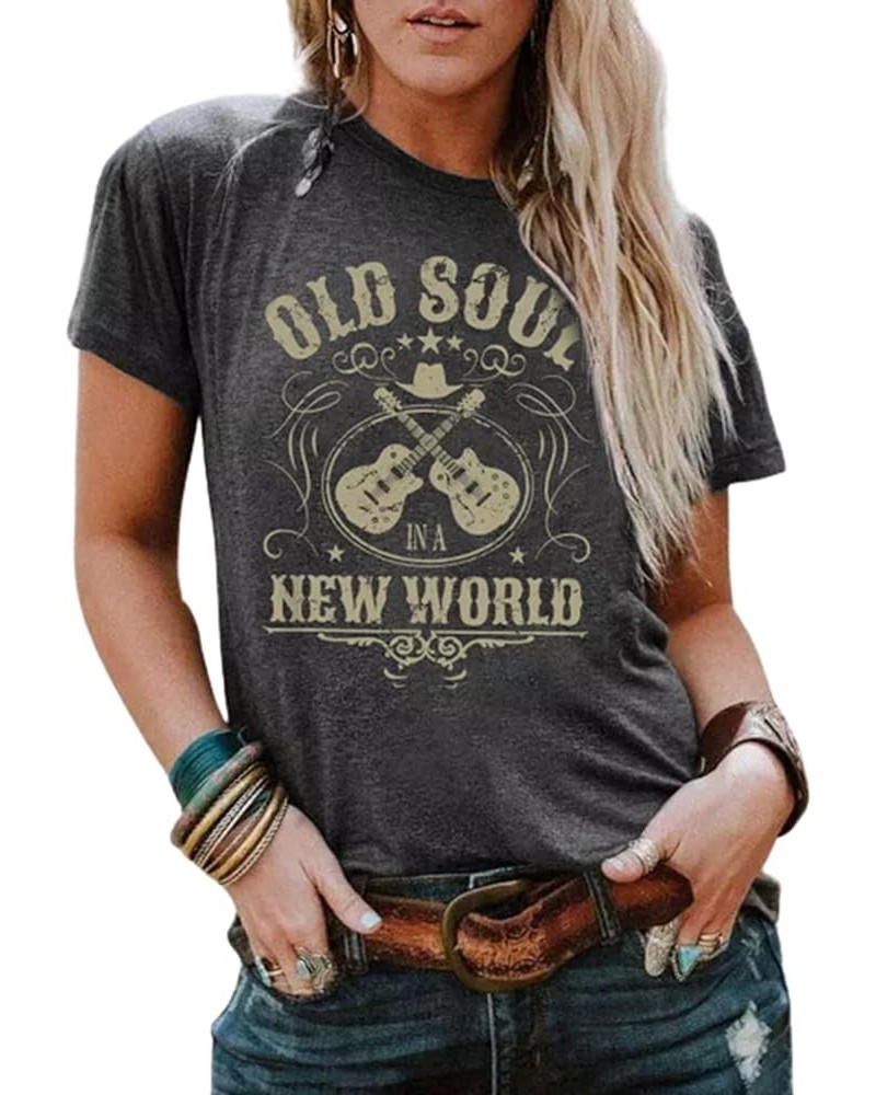 Blame It All On My Roots Bleached T-Shirt Women Country Music Tshirt Funny Vintage Graphic Tees Tops Dark Grey-02 $7.97 T-Shirts