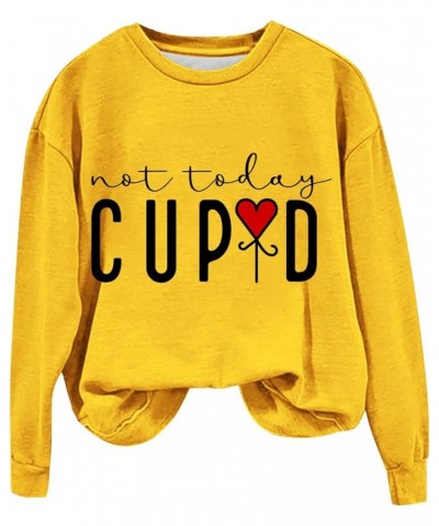 Valentine Day Shirts Women Long Sleeve Pullover Sweatshirts Love Heart Print Shirts Casual Loose Crewneck Tops Yellow-1-light...