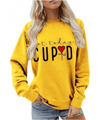 Valentine Day Shirts Women Long Sleeve Pullover Sweatshirts Love Heart Print Shirts Casual Loose Crewneck Tops Yellow-1-light...