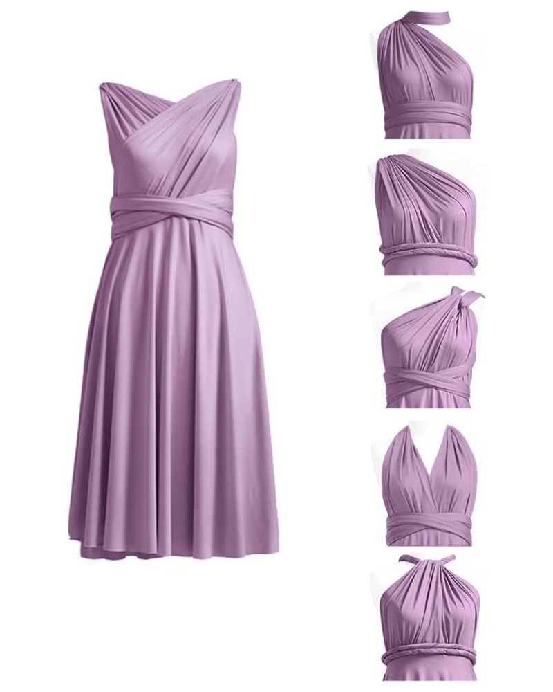 Knee Length Short Infinity Dresses for Bridesmaids Convertible Dresses Transformer Multiway Twist Wrap Midi Dresses Mauve $23...