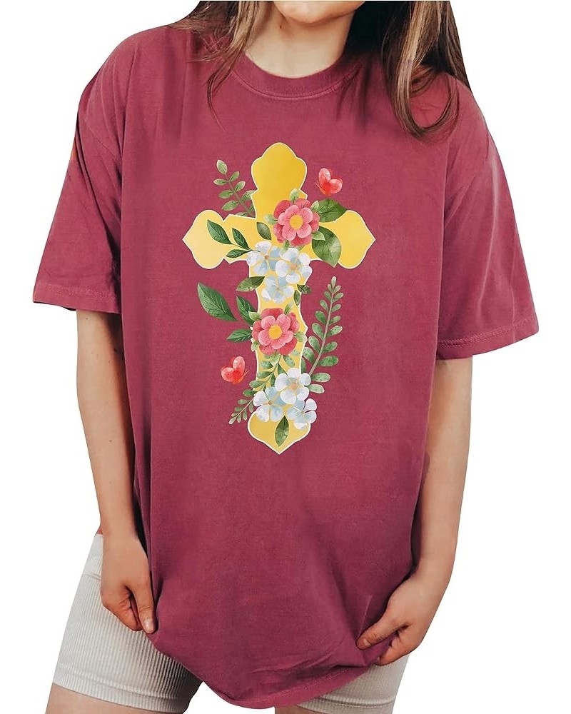 Religious Faith Jesus Cross Christian Shirt Prayer Women T-Shirts Brick Design-2 $11.15 Others