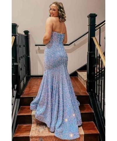 Women's Sparkly Sequins Corset Prom Dresses Long Strapless Bodycon Mermaid Evening Gowns Backless Formal Party Dress Pure Whi...