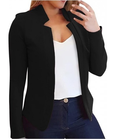 Womens Open Front Blazer Jacket Dressy Casual Work Business Suit Blazers Solid Long Sleeve Basic Cardigan Outfits 03-black $4...