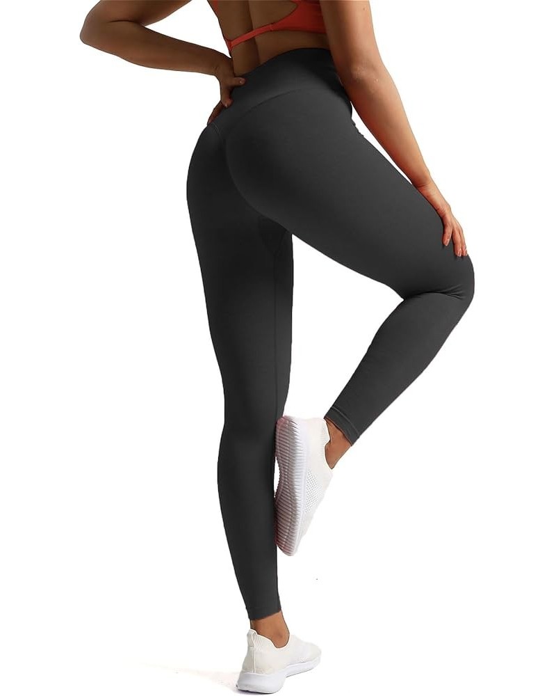 High Waisted Workout Leggings for Women Tummy Control Buttery Soft Yoga Metamorph Deep V Pants 27 Black Marl $13.34 Leggings