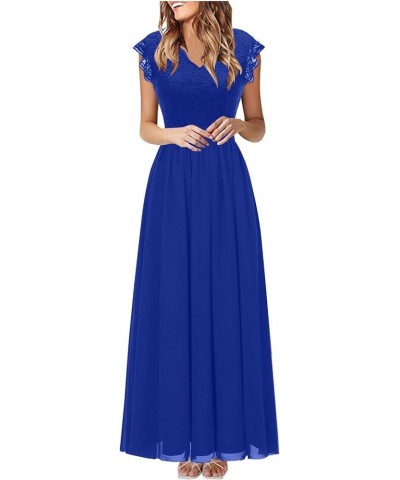 Women's Elegant Maxi Dress Formal Evening Gowns A-Line Party Dress Empire Wasit Cocktail Dress Lace Wedding Guest Dress B Blu...