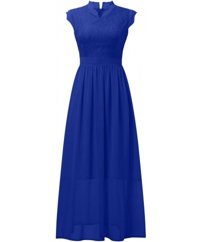 Women's Elegant Maxi Dress Formal Evening Gowns A-Line Party Dress Empire Wasit Cocktail Dress Lace Wedding Guest Dress B Blu...