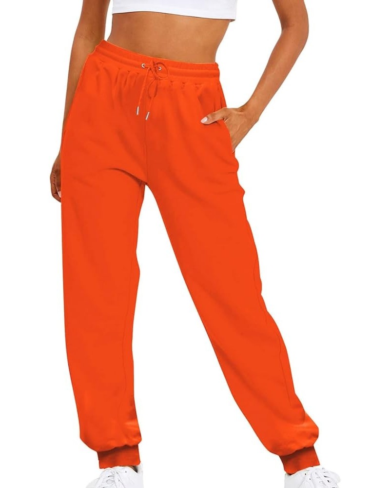 Sweatpants for Women Plus Size High Waist Joggers Cinch Bottom Pants with Pockets Comfy Loose Drawstring Sweatpants 61-orange...