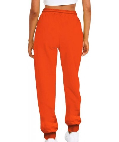 Sweatpants for Women Plus Size High Waist Joggers Cinch Bottom Pants with Pockets Comfy Loose Drawstring Sweatpants 61-orange...