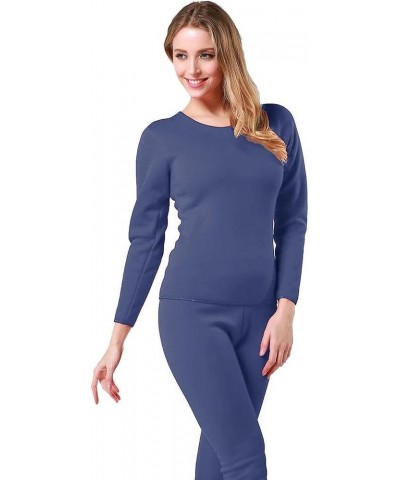 9M Women's Ultra-Soft Fleece Lined Thermal Base Layer Top & Bottom Underwear Set Dark Blue $12.64 Underwear