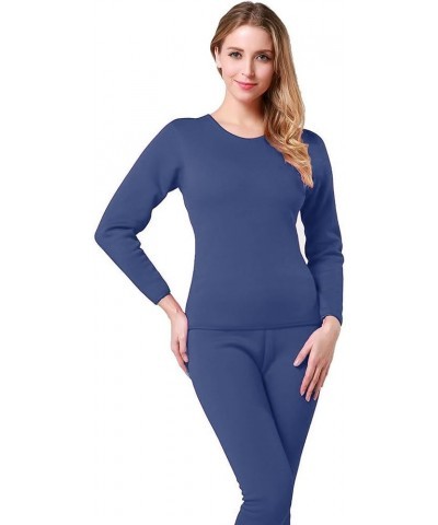 9M Women's Ultra-Soft Fleece Lined Thermal Base Layer Top & Bottom Underwear Set Dark Blue $12.64 Underwear