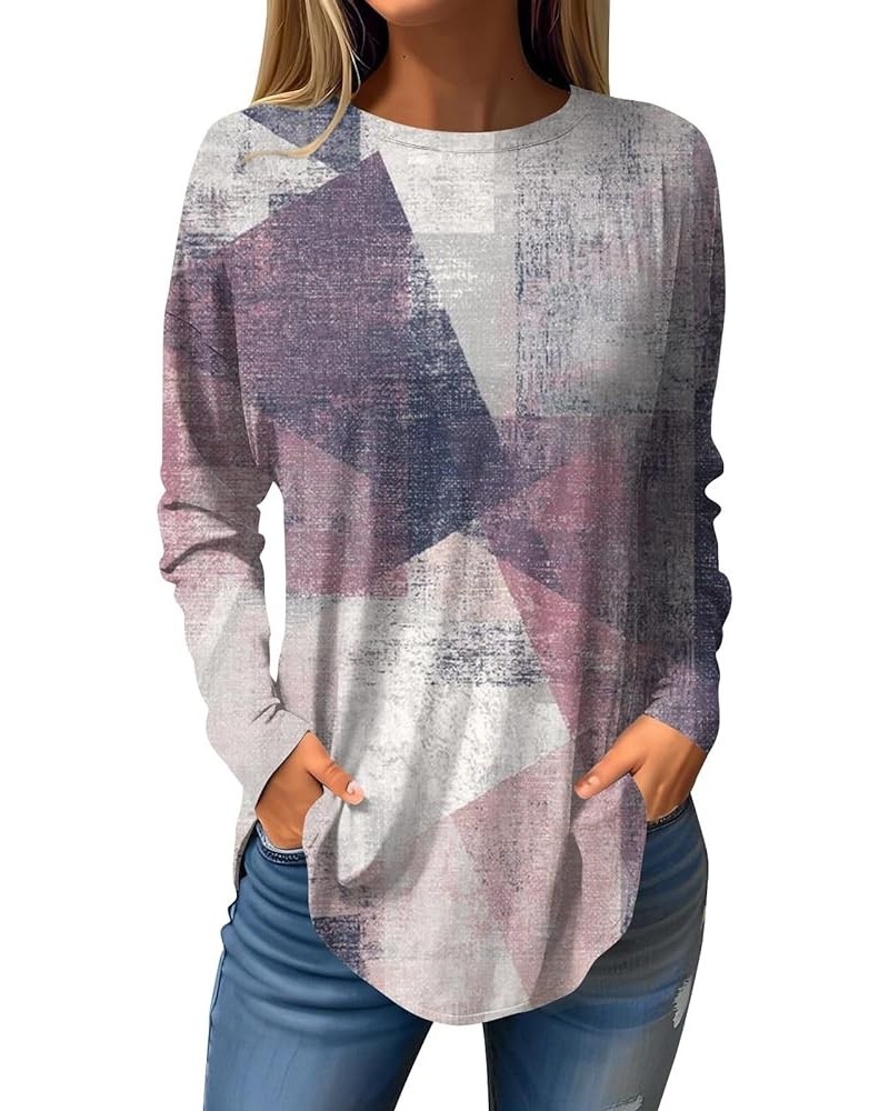 Womens Long Sleeve Tops Retro Floral Printed Crew Neck Tunic Shirts Fall Trendy Casual Loose Fit Comfort Sweatshirt 4-light P...