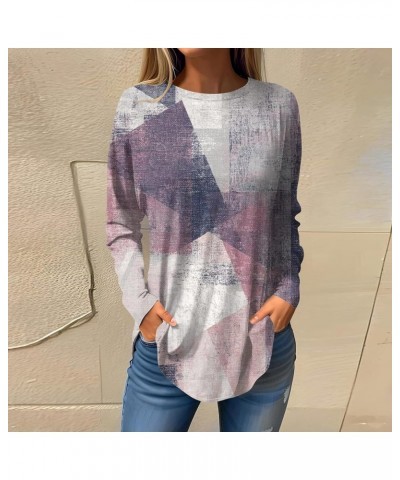 Womens Long Sleeve Tops Retro Floral Printed Crew Neck Tunic Shirts Fall Trendy Casual Loose Fit Comfort Sweatshirt 4-light P...