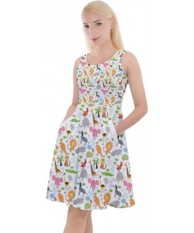 Womens Dog Cat Horse Pig Hippo Sheep Rabbit Panda Animal Casual Skater Dress, XS-5XL White $13.20 Others