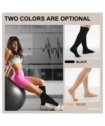 2 Pairs Medical Zipper Compression Socks 15-20mmHg Open Toe for Women&Men, Knee High Compression Stockings X-Large Black $11....