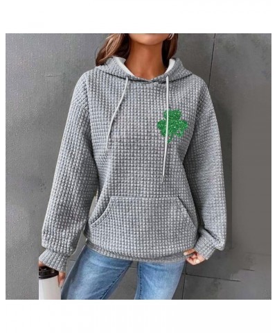 Womens Hoodies Waffle Knit Cute Drawstring Pullover Sweatshirts Fashion Casual Sweaters Comfy Fall Clothes Outfits ☘a-grey $1...