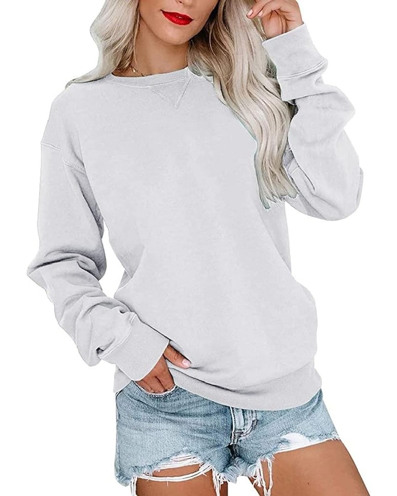 Womens Crew Neck Color Block/Solid Sweatshirts Tops Long Sleeve Casual Pullover Cute Lightweight Loose Tops A- Pure White $17...